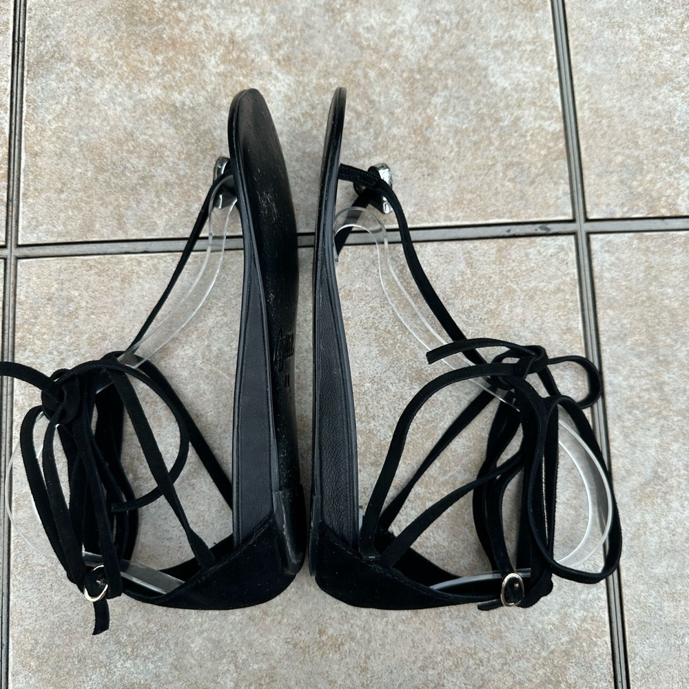 AMINAH ABDUL JILLIL SUEDE LACE UP POINTED SANDALS WITH GLASS - Picture 10 of 13